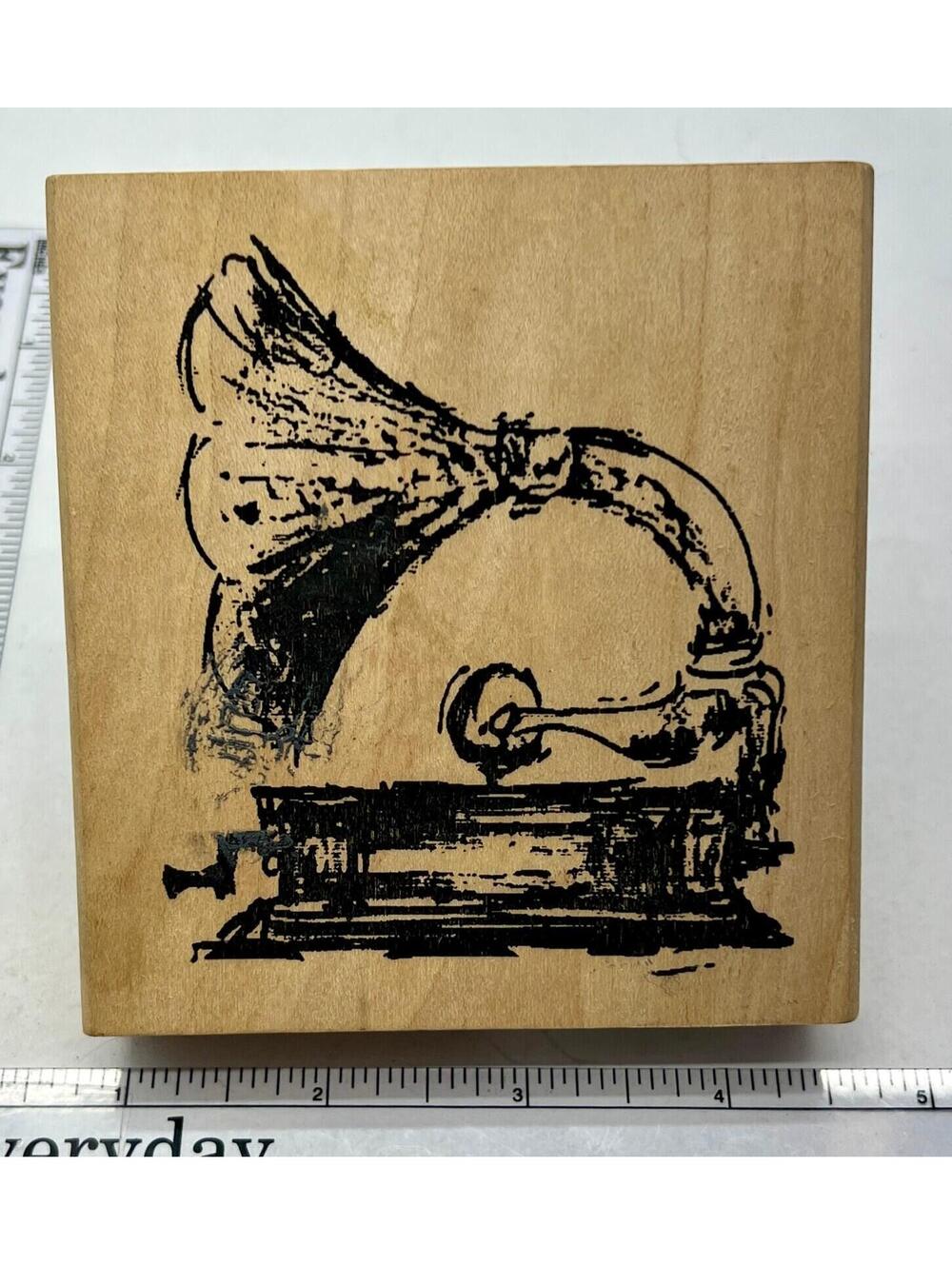 Art Impressions T2045 Gramophone Rubber Stamp Vintage Phonograph Music